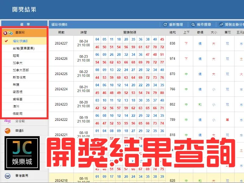開獎結果查詢